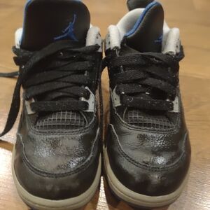 Jordan Retro 4 Kids Black and Blue 12c
